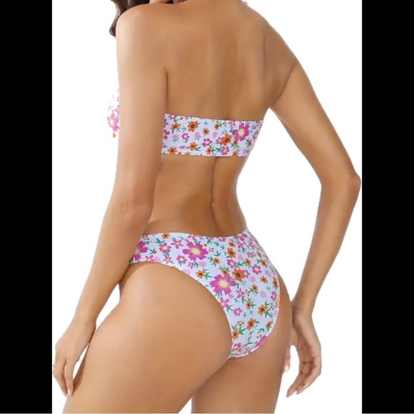 Multi-Colored, Floral, Bandeau, Bikini - Picture 3 of 9